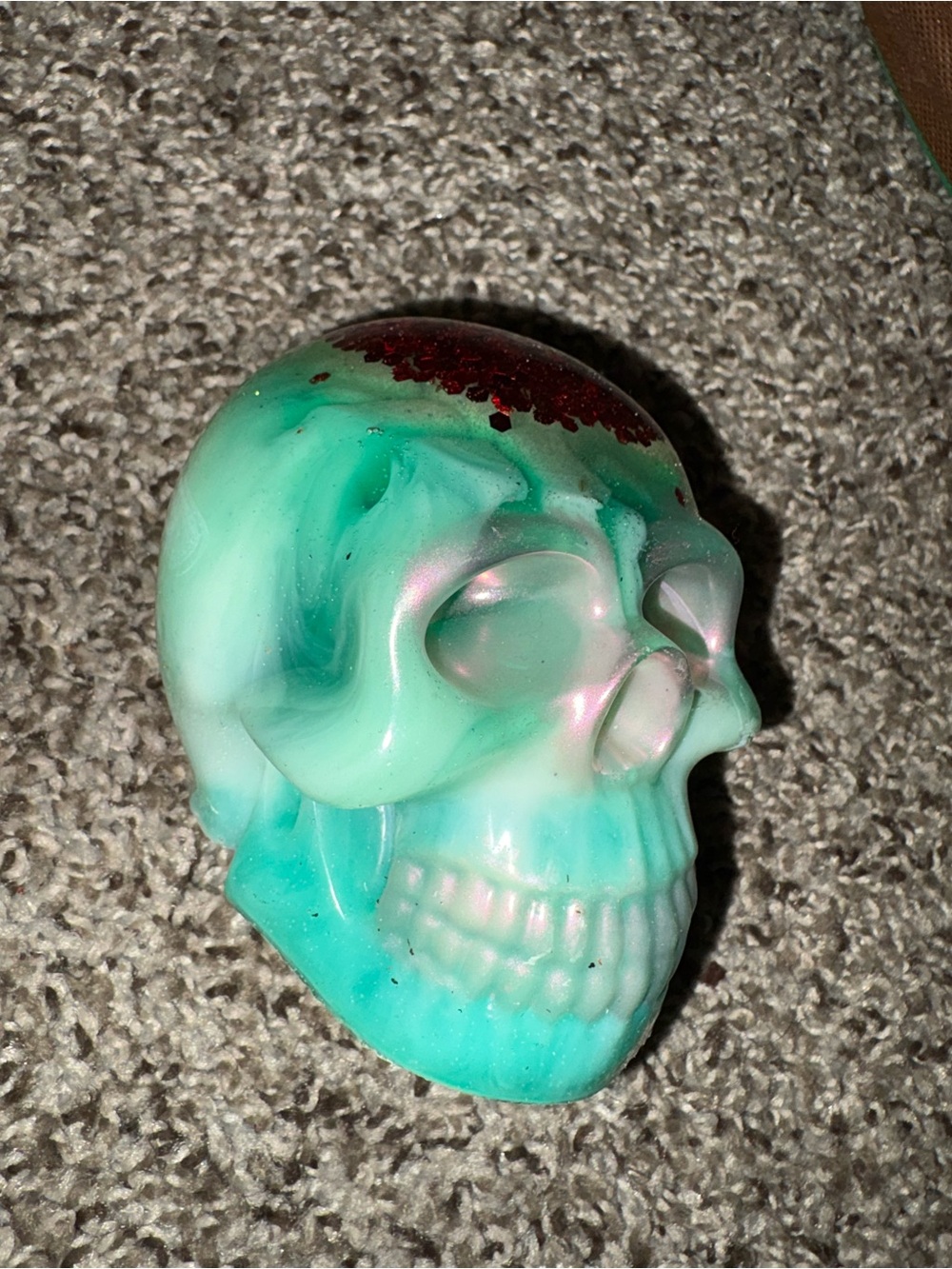 Handcrafted Turquoise Skull Sculpture - Home Art Decor